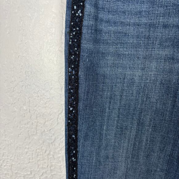 Talbots Sequin Stripe High Waist Straight Ankle Jeans Size 12 Petite - Picture 3 of 6